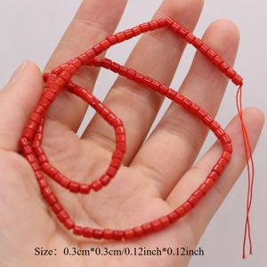 TEMU DIY 주얼리 만들기용 3x3mm 천연 석재 산호 비즈 - 팔찌 및 목걸이용 생동감 있는 빨간색 원통형 스페이서 비즈, 수제 액세서리 공예 재료, 액세서리 | 원통형 비드 디자인 | 천연석 비즈, 주얼리 제작용 비즈