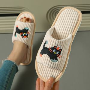 TEMU 모자 있는 귀여운 고양이 슬리퍼 - 부드럽고 통기성이 좋은 소재, 미끄럼 방지 EVA 밑창, 실내 및 실외 사용을 위한 오픈 토 디자인, 침실이나 집에서 휴식을 위한 완벽한 슬리퍼, 실내 슬리퍼 | 재미있는 디자인 | EVA 밑창 슬리퍼