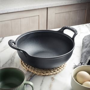 TEMU 1pc 비착성 캐스트 아이언 프라이팬, 더블 핸들 - 내구성, 청소 용이, 야외 그릴 및 캠핑에 적합, 녹 방지, 식품 안전 조리기구, 캠핑 조리기구 | 인간 중심 디자인 | 쉬운 청소 조리기구, 캠핑 조리기구