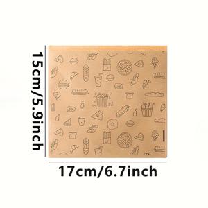 TEMU 100개 CJORWYN 크래프트 종이 식품 봉투 - 방수, 일회용 샌드위치·버거·BBQ 간식 포장용 - 내구성 PET 코팅, 캠핑·푸드트럭·레스토랑에 완벽한 패스트푸드 일러스트레이션, 스낵 포장