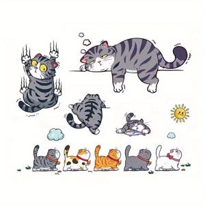 TEMU 재미있는 고양이 자동차 스티커 - 귀여운 만화 고양이 스티커, 범퍼, 창문, 벽에 붙일 수 있는 - 자체 접착, 긁힘 방지, 비닐 소재 - 자동차, 트럭, 밴에 완벽, 고양이 팬