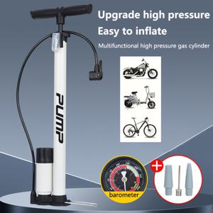 TEMU 160PSI 고압 자전거 펌프 게이지 포함 - 알루미늄 합금 수동 핸드펌프, 및 슈레이더 밸브용 - MTB BMX 타이어, 공, 풍선, 스포츠 장비 충전기 (화이트)