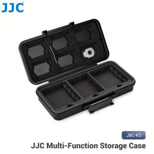 TEMU JJC 멀티펑션 카메라 배터리 & 메모리카드 보관 케이스 - 6개 SD/5 CFexpress A/6 CFexpress B/XQD 카드 + 8 AA/3개 카메라 배터리 (NP-FZ100, LP-E6, NPW235) 수납 가능 - 내구성 ABS 보호형 폼 패딩 여행용 정리함, 전문가용 컴팩트 케이스