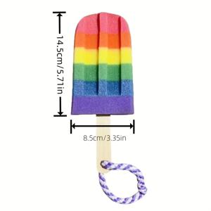 TEMU 1개 무지개 아이스 캔디 모양 목욕 스펀지 - 부드럽고 흡수력 좋음, 거품이 잘 생기며 편리한 보관을 위한 걸이용 루프 포함 - 기능적인 목욕을 위한 컬러 디자인, 목욕 장난감