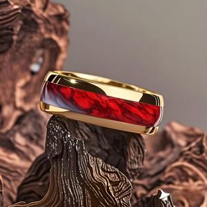 TEMU 1개 남성용 8mm 티타늄 304 스테인리스 스틸 링 레드 치킨 블러드 스톤 - 모던 웨딩 밴드, 남자친구를 위한 약혼 선물, 발렌타인데이, 아버지의 날, 캐주얼 착용, 심플한 결혼 반지, 로맨틱한 선물, 세련된 스타일, 고급스러운 외관