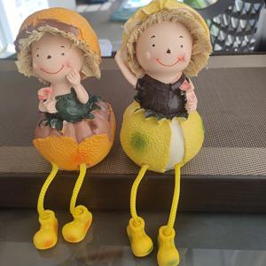 TEMU 2pcs Whimsical Fruit Dolls - 귀여운 오렌지 & 레몬 책상 장식, 바늘 모자 & 드레스, 부활절, 방, 정원, 또는 발코니에 적합, 축제적인 가정용 액센트|재미있는 디자인|내구성 있는 레진