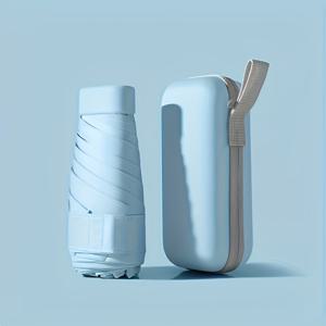 TEMU 미니 포켓 우산 - 6갈래 수동 개폐 컴팩트 여행용 우산, 휴대 케이스 포함, 내구성 있는 나일론 원단 및 철제 프레임, 다양한 색상으로 태양 보호 및 비에 대비, 이동 중에도 편리한 가벼운 디자인, 휴대용 우산 | 우산 | 철제 프레임 우산, 야외용 우산