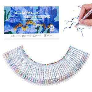 TEMU 12/24/36/48 색상 아크릴 라운드 볼펜 지울 수 있는 1.0mm 중성 펜 불릿 포인트 학생 그림 그리기 노트 드로잉 스페셜|아크릴물감