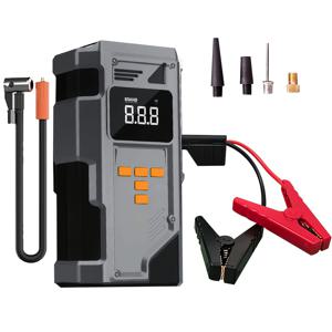 TEMU 1개 다기능 휴대용 무선 차량 점프 스타터, 비상 시동 기능 포함, USB 충전식 2000Mah*4 리튬 배터리, 타이어 공기 주입 모드, LED 손전등, 자동차 및 , 자전거, 스포츠 볼에 적합, 필수 선물, 홈 개선 전원 도구