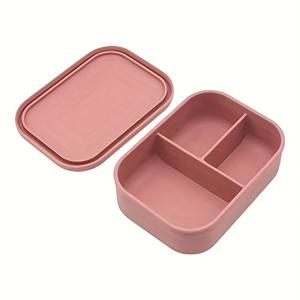 TEMU 실리콘 도시락통 전자레인지 사용 가능, 분할형 신선도 보관 칸막이 포함, 식품용 등급 벤토박스 - 직장인 및 대학생을 위한 두꺼운 밀폐 고품질 삼단 밥통, 학교 가기 준비|트라이탄밀폐용기