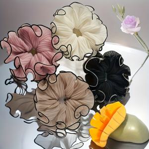 TEMU 태슬 디자인 우아한 패브릭 헤어 링 세트 4개 - 우아한 단색 시폰 헤어 링, 유행하는 주름 머리띠, 여성용 부드러운 헤어 링, 다기능 일상 헤어 액세서리 멀티컬러 세트, 메쉬 가우즈 헤어 링 고무 밴드 헤어 링, 입체 레이스 헤어 링, 14세 이상의 사람들에게 적합, 카니발, 성 패트릭 데이, 개학 시즌, 결혼식 시즌 소녀 선물