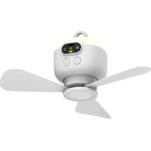TEMU LED 조명이 있는 휴대용 USB 충전기, 흰색 - 실내/실외 사용을 위한 소형 디자인, 여름 캠핑 및 가정 냉각에 완벽, 여름 캠핑 장비 | 원격 제어 팬 | 경량 플라스틱, 휴대용 팬|캠핑선풍기