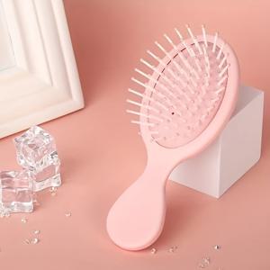 TEMU 1개 미니 여행용 헤어 브러시, 컴팩트 인체공학적 디자인, 에어백 쿠션, 부드러운 탈모, 두피 마사지, 매트 핸들, ABS 플라스틱 손잡이 재질, 플라스틱 솔재료, ABS 플라스틱 솔, 일반적인 머리 스타일용, 정돈 빗 포함