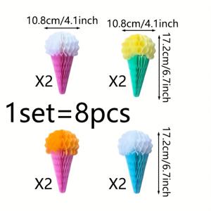 TEMU 생일 테마 파티, 댄스 파티, 결혼식 장식에 적합한 8개 세트 - 6.7인치 컬러풀 종이 허니콤 장식