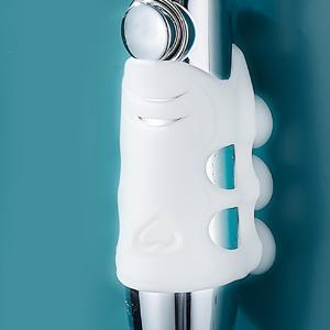 TEMU 1pc 실리콘 샤워 헤드 홀더, 흡입 컵, 구리 방지, 조절 가능한 각도, 휴대용 및 휴대하기 쉬운 - 가정 및 여행 사용에 이상적, 샤워 액세서리 | 세련된 실리콘 홀더 | 구리 방지 디자인|샤워기거치대|샤워커튼