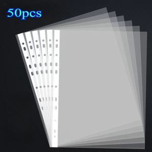 TEMU 50/100개 투명 A4 플라스틱 파일 폴더 - 11홀 3링 바인더 호환 가능, 사무실, 학교, 가정 정리용 내구성 있는 PP 문서 슬리브 (100개), 사무용 폴더|포카바인더