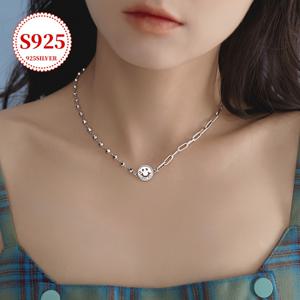 TEMU 925 하이포알러제닉 레터 네크리스 빈티지 디스트레스드 조이풀 펜던트 칼라본 체인 여성용 스플라이스드 체인 주얼리 발렌타인데이 어머니날 선물 방청 보관함|은목걸이