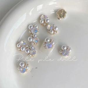 TEMU 4pcs K9 Moonlight Faux Rhinestone 네일 아트 장식 - 반짝이는 글리터 & 파스텔 핑크 네일 팁, 화이트 액센트, 오일 프리 DIY 매니큐어 액세서리, 결혼식, 파티, 일상적인 우아함, 네일 액세서리, 웨딩 네일 장식, 반짝이는 네일 액센트, 반짝이는 네일 디자인