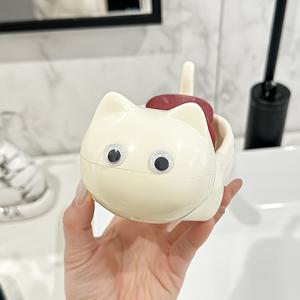 TEMU 1개 창의적인 만화 고양이 모양의 플라스틱 비누 접시, 쉬운 배수 및 편리한 청소, 집이나 호텔에서 사용하기에 완벽한 욕실 및 주방 조리대