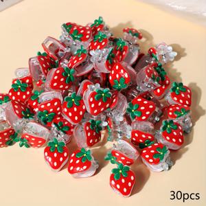 TEMU 20/30개 딸기 모양 헤어 클립 - 우아한 홀로우 아웃 디자인의 작은 머리핀, 레드 & 화이트 폴카 도트 헤어 액세서리, 앞머리용, 루즈 스트랜드, 캐주얼 및 정장 행사