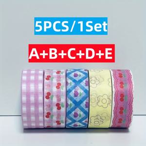 TEMU 1개/5개 5m/19.6인치 긴 귀여운 일기 테이프 장식 스티커 DIY 접착제 종이 매우 적합한 스크랩북, 일기, 공예, 앨범 장식|다이어리