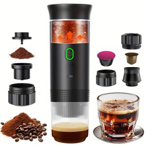 TEMU 휴대용 메이커, USB Type-C 충전 - 자체 가열, 뜨거운 & 차가운 브루, 커피 분말 & 캡슐과 호환, RV, 하이킹, 사무실 사용에 적합, 사무실 커피 머신 | 현대 커피 머신 | 내구성 있는 커피 캡슐, 커피 머신