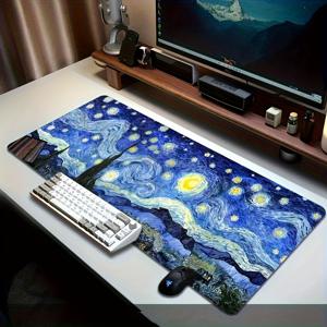 TEMU 반 고흐의 별이 빛나는 밤 대형 마우스 패드 - 추상 미술 디자인 게이밍 및 사무실용 데스크 매트, PC/노트북용 내구성 있는 미끄럼 방지 표면, 여행에 적합한 직사각형 키보드 패드, e스포츠 및 창의적인 작업 공간을 위한 아티스트적 워크스페이스 액세서리
