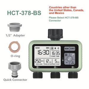 TEMU 1pc ESHICO 3-Path Water Timer LCD 디스플레이, 조절 가능한 3-Mode 프로그램 제어, 정원 관개용 3-포트, 식물 및 닭장 농업 장비, 6.89 x 6.69 x 3.43 인치, 라이트 그린, 내구성 있는 플라스틱 바디, 배터리 구동 (배터리 미포함), 정원 수분 시스템, Easyinstall 기능, 다기능 장치|타이머