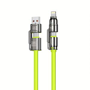 TEMU 최대 240W 4in 1 고속 충전 케이블, 두 드래그 두 충전 코드와 USB-A/Type-C/Lightning, 아이폰 16/15/14/13/12/11 프로 맥스용 네 대 한 고속 충전 케이블, 삼성 갤럭시 S25/S24/S23 울트라용, LG용, 모토 G용, 구글 픽셀용|USB|C타입충전기|USB