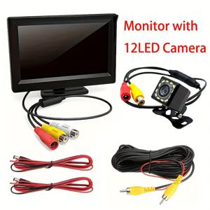 TEMU Winpartners 4.3인치 HD 백업 카메라 및 모니터 키트 - 유선 야간 시야, 컬러 LCD 디스플레이, 차량용 쉬운 설치, SUV, RV 포함 - 전원 케이블, RCA 비디오 케이블, 과열 보호, 주차 시스템, 12V 차량 호환