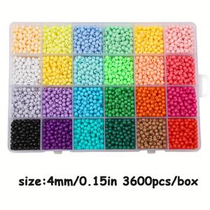 TEMU 3600개 4mm 마카롱 스타일 아크릴 비즈 비딩 키트, 컬러풀 라운드 쌀알 비즈 - DIY 주얼리 만들기 및 우정 팔찌, 귀걸이 수제 세트용, 24칸 플라스틱 박스 포함, BEADIA