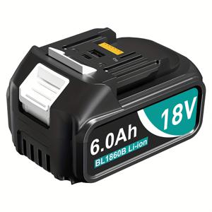 TEMU ACIGON 6.0Ah 18V 배터리 BL1860B, 두 개의 USB 충전 포트 5V-2A 출력, 초고용량, 18V 리튬 배터리 BL1850B BL1840 BL1840B BL1830B BL1815B와 호환 가능, 스마트 지시자 조명, Makita 시리즈 전기 도구와 호환 가능, 정원, 야외 등에 이상적