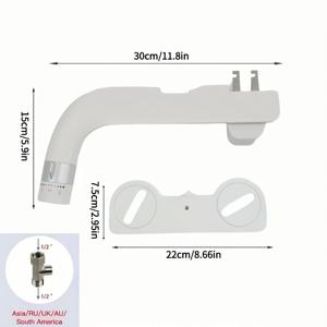 TEMU 1개 비데 변기 시트 클리너 스마트 변기 뚜껑 살균제 전기 필요 없음 듀얼 스프레이 헤드 엉덩이 세척기, 설치 간편, 아시아 G1/2인치/유럽 G3/8인치/미국 G7/8인치 파이프 사이즈 호환|변기부속품