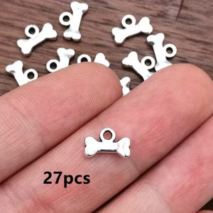 TEMU 27pcs 미니 강아지 뼈 자수 - DIY 보석, 팔찌, 목걸이 및 귀걸이용 스타일 목걸이, 7x10mm, 주석 합금, 마음 디자인으로 수공예, DIY 보석 만들기| 스타일|주석 합금 자수