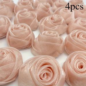TEMU 4pcs 5cm 폭 가제 로즈 - DIY 공예, 머리핀 및 가정 장식용 다기능 폴리에스터 오르가자 꽃 - 크리스마스, 부활절, 데이, 어머니의 날 및 졸업식 행사에 적합한 우아한 꽃 디자인 | 내구성 있는 폴리에스터