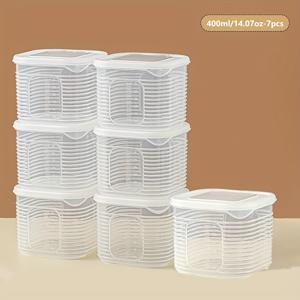 TEMU 7pcs 냉장고 식품 포장 상자, 플립 컴파트먼트 냉동고 상자, 6개의 작은 상자, 고온 내성, 냉동고 안전, 재사용 가능한 밀봉 상자, 식품 등급 Pp5 소재, 과일, 야채, 고기, 생강, 마늘 보관, 주방 식품 보관 및 보관 상자에 적합|김치냉장고|쌀냉장고