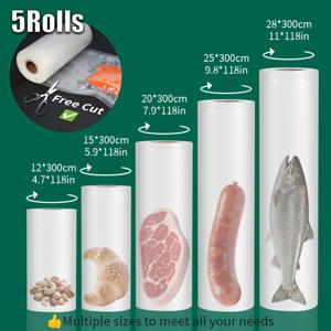TEMU 5팩 진공 밀봉 백, 고급 방탄 기술, 두꺼운 PE+PA, 질감 디자인, 모든 진공 기계 호환, 장기 신선도 유지, 육류, 야채 및 수비드에 적합, BPA 프리, 가정 및 전문가용