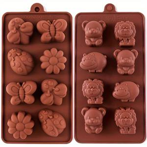 TEMU 2pcs 실리콘 모양 캔디 및 젤리용, 초콜릿, 캔디, 얼음 큐브, 푸딩 및 케이크 장식에 적합, 동물 및 곤충 디자인을 특징으로 합니다.