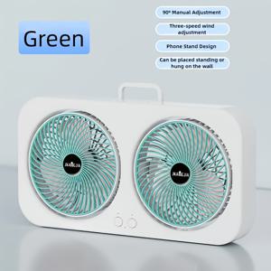 TEMU 벽걸이 및 독립형 디자인의 360° 회전 블레이드가 있는 듀얼 헤드 USB 팬, 충전식 18650 배터리, 조용한 작동, 강력한 바람력, 사무실, 침실, 야외 캠핑을 위한 오래 지속되는 냉각, 충전식 선풍기|벽걸이선풍기