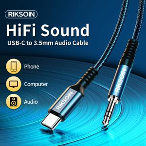 TEMU RIKSOIN USB C - 3.5mm 오디오 AUX 잭 케이블 나일론 브레이드 코드 오디오 어댑터 아이폰 16 프로 맥스 15 플러스 삼성 갤럭시 S24 S23, 아이패드 프로, 픽셀과 호환 가능, USB 타입 C - 3.5mm 남성 헤드폰 스테레오 코드 차량용