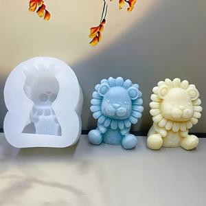 TEMU DIY 3D 만화 사자 실리콘 모양 - 유연하고 내구성이 뛰어난 흰색 실리콘 테이프 - 촛불 및 공예용, 귀여운 사자 디자인, 향기 있는 촛불 및 석고 도자기 레진 프로젝트에 이상적, 공예 용품|즐거운 디자인|내구성이 뛰어난 실리콘