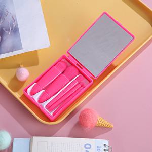 TEMU 5pcs 휴대용 메이크업 브러시 세트 - 나일론 브리스, ABS 핸들, 바탕화면, 파우더, 아이섀도 브러시 포함 - 여행 및 일상 사용에 이상적, 일상 메이크업 필수품 | 컴팩트 메이크업 세트 | 내구성 플라스틱 핸들, 메이크업 브러시