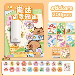 TEMU 200개 창의적인 스탬핑 스티커 - 저널, 플래너 및 사무용품을 위한 재미있는 DIY 장식품 | 생동감 있는 동물, 꽃 및 자연 테마 | 자체 접착, 광택 마감 | 저널링, 스크랩북킹 및 창의적인 프로젝트에 완벽함, 저널 장식 | 활기찬 스티커 | 자체 접착 스티커, 귀여운 스티커