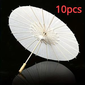 TEMU 시크한 10개 화이트 DIY 종이 우산 세트 - 결혼식 장식, 신랑과 신부 선물에 완벽한 로맨틱 일본 및 중국 스타일