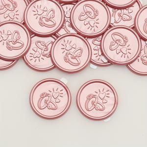 TEMU 30개 반지 & 하트 디자인 왁스 씰 스티커 세트 - 결혼식 초대장, 선물 포장, DIY 공예용 자체 접착 핑크 크래프트 스티커 - 우아한 봉투 장식, 초대장 제작 | 장식용 인감 | 자체 접착 인감, 공예용 스티커|실링왁스