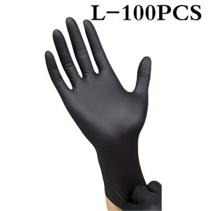 TEMU 100개입 블랙 & 핑크 일회용 니트릴 장갑, 내구성 강화, 방수 및 오일 방지 기능, 가정 청소, 애완동물 목욕, 헤어 염색, 네일 아트에 적합 - 필수 가정용품|네일|네일아트