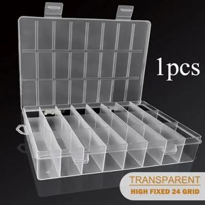 TEMU 1개 다기능 보관함, 주얼리 정리 케이스, 24구 트랜스퍼런트 플라스틱 컨테이너 - 내구성 있는 PP 소재로 제작된 보석, 비즈, 나사, 부품용 멀티툴 키트 및 재봉틀 수납함