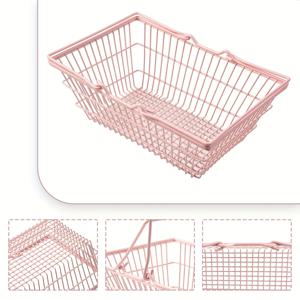 TEMU 핑크 메탈 보관 바구니 - 화장품, 보석 등에 대한 일본식 데스크탑 정리함 - 보우 액센트가 있는 내구성 있는 와이어 프레임 디자인 - 기숙사 및 가정 장식에 적합 - 선반 바구니