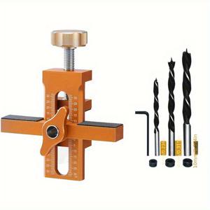 TEMU DIY 및 전문가용 캐비닛 도어 드릴링 및 정렬을 위한 6/8/10mm 드릴 비트 포함된 2-in-1 캐비닛 도어 설치 및 위치 지정 도구, 알루미늄 합금 미끄럼 방지 및 내식성, 정밀 측정 표시 | 조절 가능한 드릴 가이드 | 내식 마감
