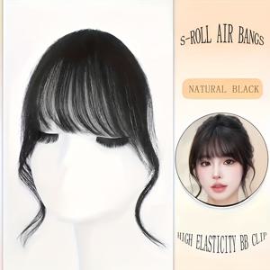 TEMU 여성용 곱슬 모양의 웨이브 뱅스 클립형 헤어피스 고온 섬유 쉽게 착용하는 자연스러운 모양 음악 축제 크리스마스 파티에 완벽